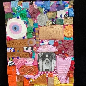 Handmade Polymer Clay Mosaic Hanging Original Artwork “Expect A Miracle 8”